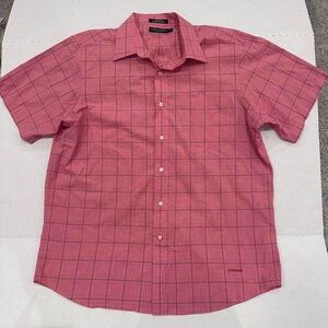 Daniel Cremieux Classics Men's XL Red & Black Plaid Short Sleeve Button-Up Shirt